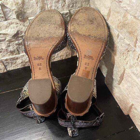 Coach Pipher Python/Anaconda Size 8.5 Wooden Block Heel with Ankle Clasp - Picture 8 of 10